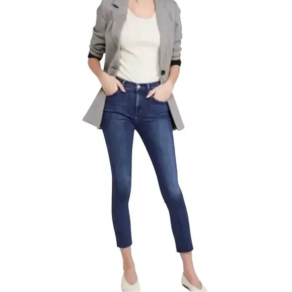 Agolde Sophie High Rise Crop Raw Hem Skinny Jeans Stretch Denim Size 31 Preppy